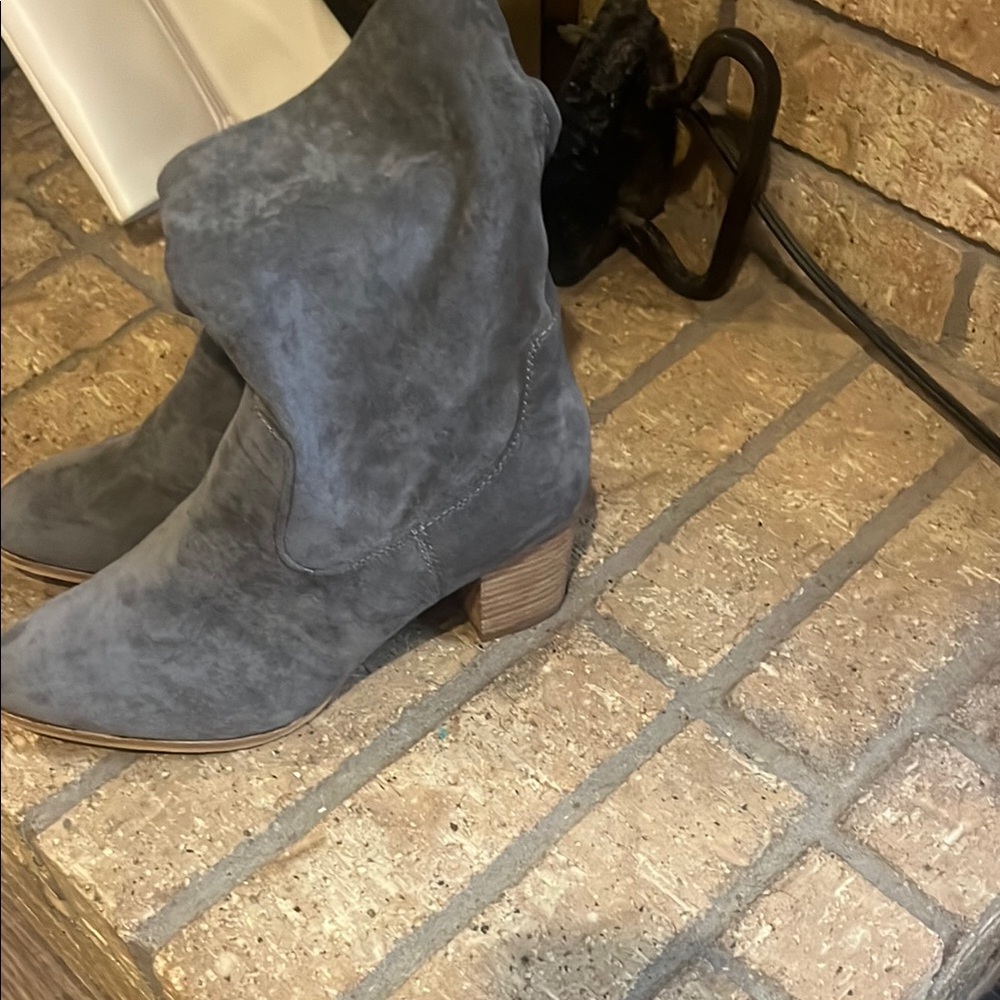 Corkys Gray Heeled Boots with Suede Finish